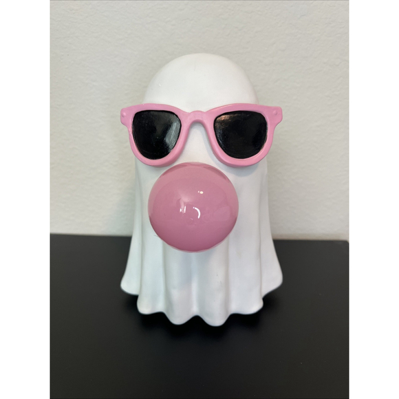 Pink Bubble Gum Blowing Ghost with pink sunglasses Halloween 2025 NEW - Picture 1 of 7